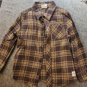 Cotton On Brown and Yellow Plaid Kids Button Down Shirt